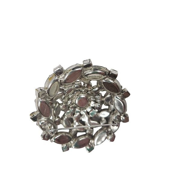 Art Deco Amethyst Rhinestone Brooch Pin & Clip On Earrings Round Domed Design - Picture 8 of 9